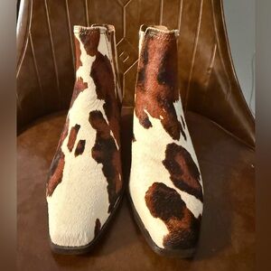 Zara Cow Print Ankle Boots.